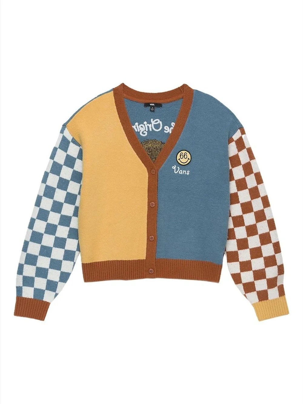 Vans Off The Wall Dusk Downer Checkered Cardigan Sweater Button Woman’s Size S - Picture 3 of 15